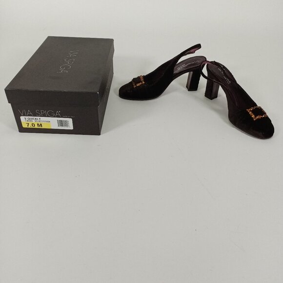 Women's Via Spiga Velvet Python Heels Size 7 M - Picture 1 of 8